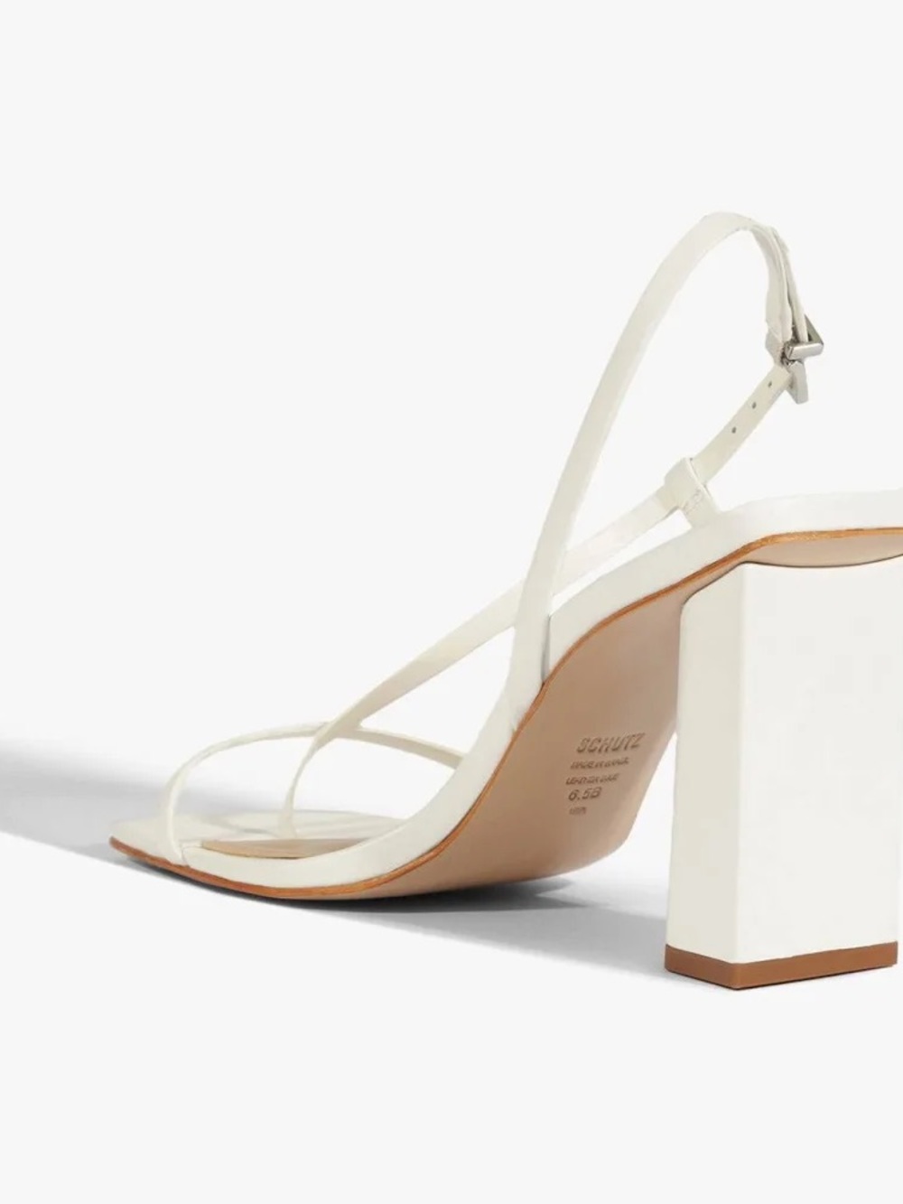 Schultz Heloise Mid Block White Slingback Sandals - Picture 13 of 16